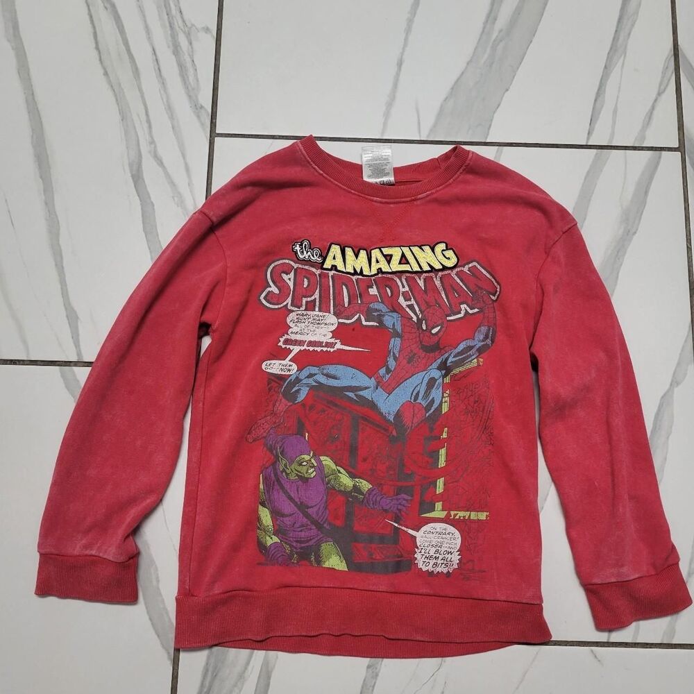 Boys Spiderman Marvel Long SLeeve Tshirt Vintage y2k